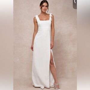 NWT Lulus Your Sweetie White Tie-Strap Column Maxi Dress